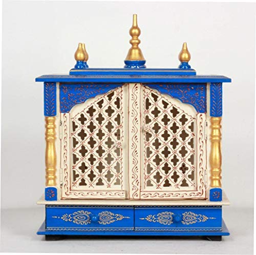 Home and Bazaar Rajasthani Ethnic Handcrafted Wooden Temple/Mandir/Pooja Ghar/Mandapam