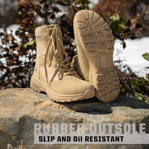 Tactical Boots for Men with Side Zipper, 8 inch Outdoor Military Work Hiking Boot(BP701-703)4