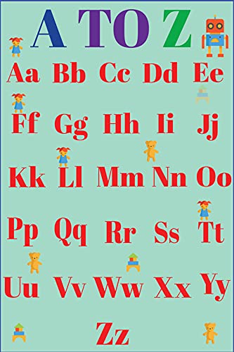 Yellow Alley English Alphabets Poster|A to Z|Early Learning Poster|Alphabets Poster for Kindergarten, Learning Center, Kids Room|Poster for Interior Decoration|Wall Art Poster|Self Adhesive Poster