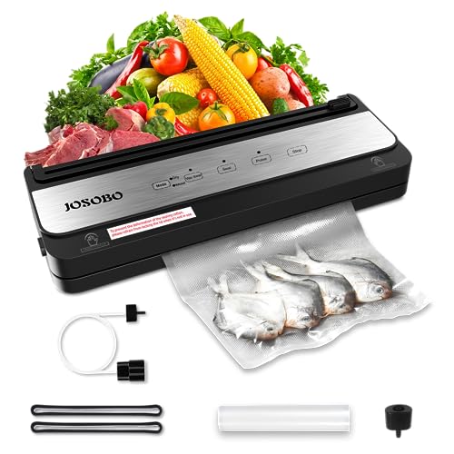 JOSOBO Dry/Moist Vacuum Sealer Machine - Built-in Cutter, with 5-in-1 Easy Options for Sous Vide and Food Storage, Complete Starter Kit - Ideal Vacuum Food Air Sealer Machine for Home Use JOSOBO Dry/Moist Vacuum Sealer Machine - Built-in Cutter, with 5-in-1 Easy Options for Sous Vide and Food Storage, Complete Starter Kit - Ideal Vacuum Food Air Sealer Machine for Home Use
