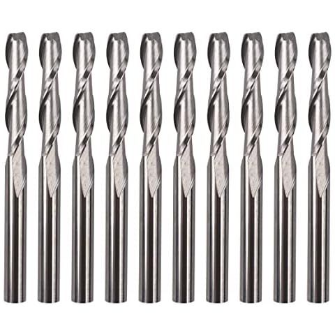 CBRIGHT 10pcs End Mills CNC Router Bits, 1/8" 3.175mm Shank,3mm Cutting Edge Milling Tool Engraving Cutter Including End Mill,CNC Router Bits (10PCS Flat Head) Cover