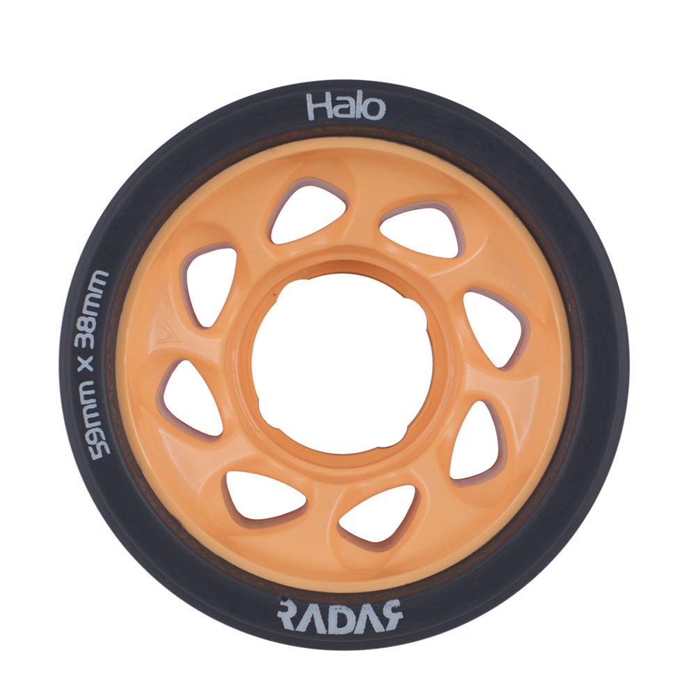 Riedell Halo Wheels - Roller Skate Wheels - 4 Pack of 38mm x 59mm Wheels | Orange 86A