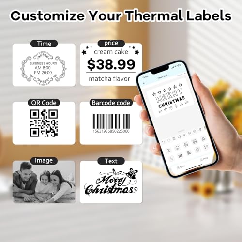 Image of Thermal Labels for N20 Label Maker,1.57 inchx1.18 inch(40x30mm), 230 Labels /Roll, for Barcode, Address, Mailing, Logo, Business, Name Tag, 3 Rolls