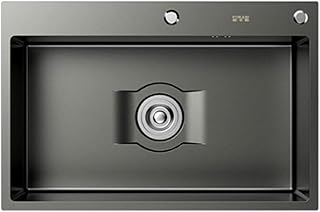 Évier de cuisine évier De Cuisine Nanomètre 304 évier En Acier Inoxydable Un Seul Réservoir D'épaissie Cuisine Anti-blocing Cuisine Ménage Lave-vaisselle Avec Panier De Vidange - Noir(Size:55x45cm)