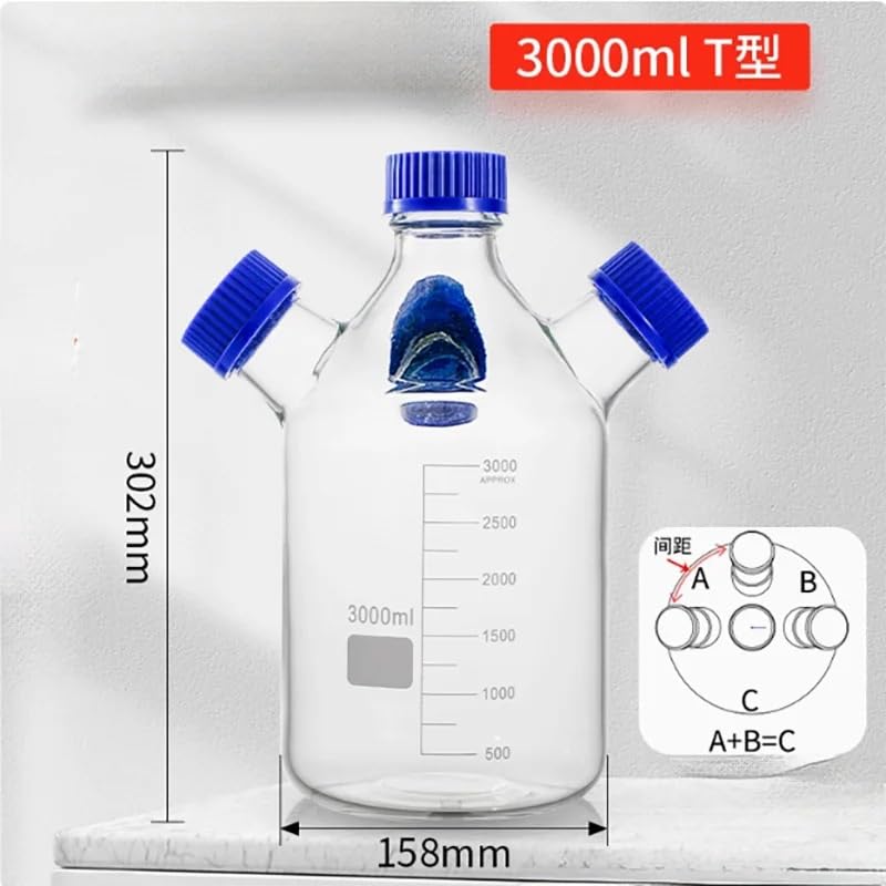 Botella de almacenamiento móvil de fase líquida con cuatro orificios roscados (1 unidad), color marrón, for solventes y residuos de cromatografía.(White,3000ml)