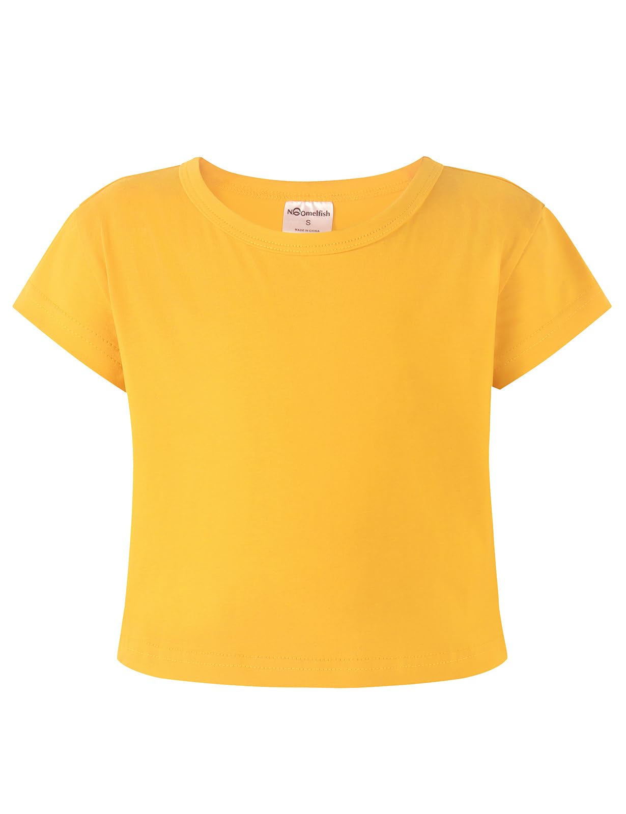 Noomelfish Girls Short Sleeve Crop Tops Kids Summer Dance Cropped T-Shirts (5-14 Years)