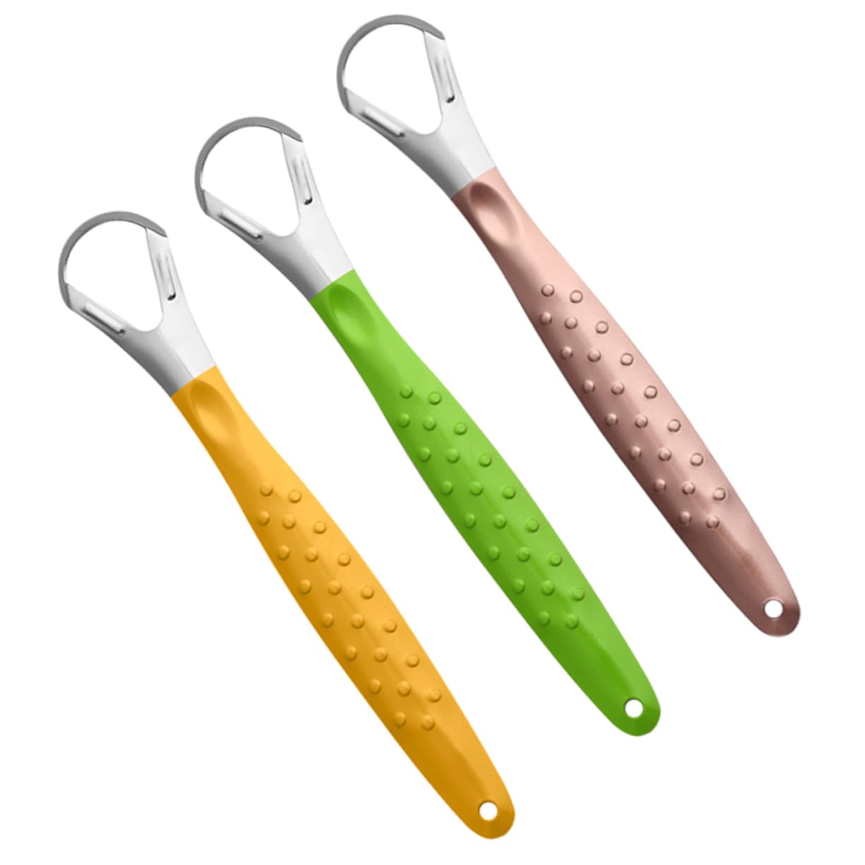 PartyKindom Tongue Cleaning Tool 3pcs Metal Tongue Scraper Stainless Steel for Bad Breath