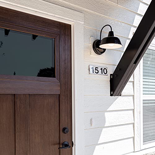 Mason Barn Light 1 Indoor/Outdoor Wall Mount Modern Industrial Farmhouse Design House Light For Patio, Garage, Bathroom, Office, Kitchen, 8 Inch, Satin Black, 579367 #TOP4