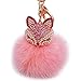 Produktbild Ularma Süß Plüsch Ball Schlüsselanhänger Strass Fuchs Weich Handtaschenanhänger Taschenanhänger Keychain (E)