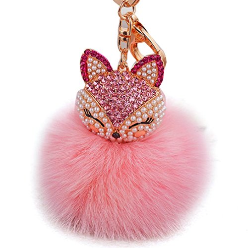 Preisvergleich Produktbild Ularma Süß Plüsch Ball Schlüsselanhänger Strass Fuchs Weich Handtaschenanhänger Taschenanhänger Keychain (E)