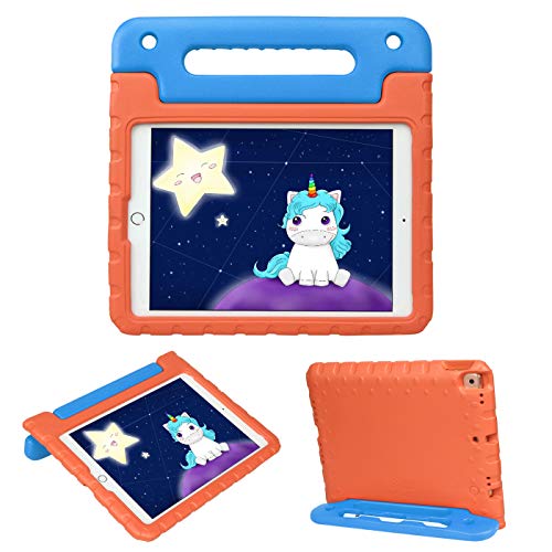 HDE iPad 8th Generation Case for Kids â€“ Shock Proof iPad Cover 7th Generation 10.2 - iPad 10.2 Kids Case with Handle Stand for 7th/8th Generation Apple iPad - Orange/Blue