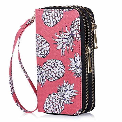 Image of Cellphone Wallet for Women Dual Zipper Long Purse with Removable Wristlet