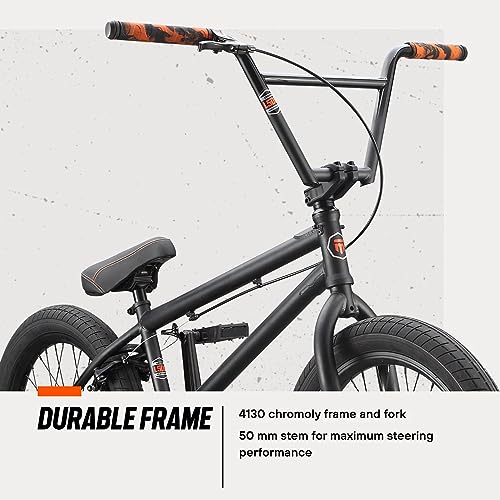 Mongoose Legion L500 Freestyle BMX Bike for Professional Riders, Adult Men Women, 4130 Chromoly Frame, Handlebar, and Fork, with 20-Inch Wheels, Black