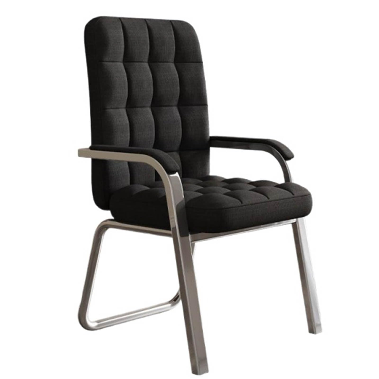 Silla de oficina con respaldo alto con patas de metal, silla tapizada de escritorio para computadora, sin ruedas, tocador para sala de estar, dormitorio, 17 x 18 x 36 pulgadas