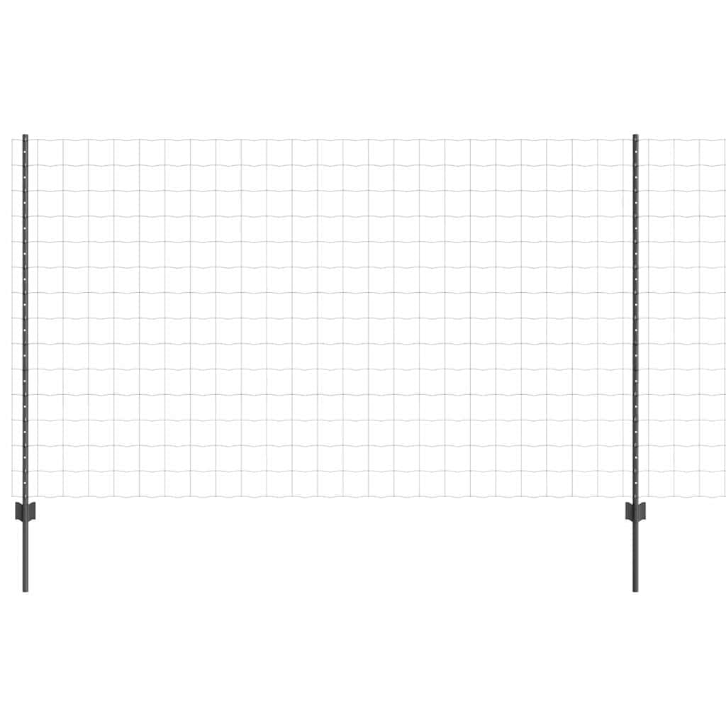 Outdoor Fence Panel Set with Posts Steel and PVC 1.4m x 10m Grey Garden Privacy Screen Easy Assembly Boundary Barrier for Terrace Patio