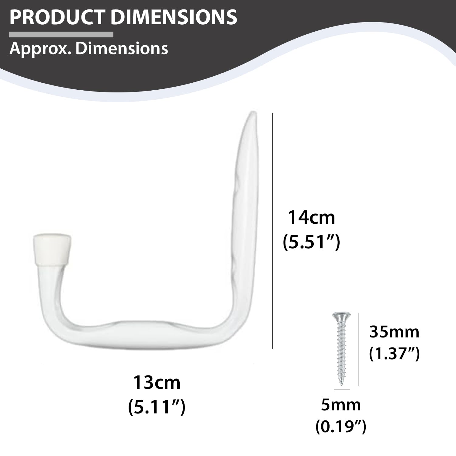 Navoys Paquete de 2 ganchos jumbo blancos, tornillos incluidos, ganchos de almacenamiento resistentes de 14 x 13 cm, se pueden utilizar en cobertizos, garajes, hogares y jardines, ganchos de garaje