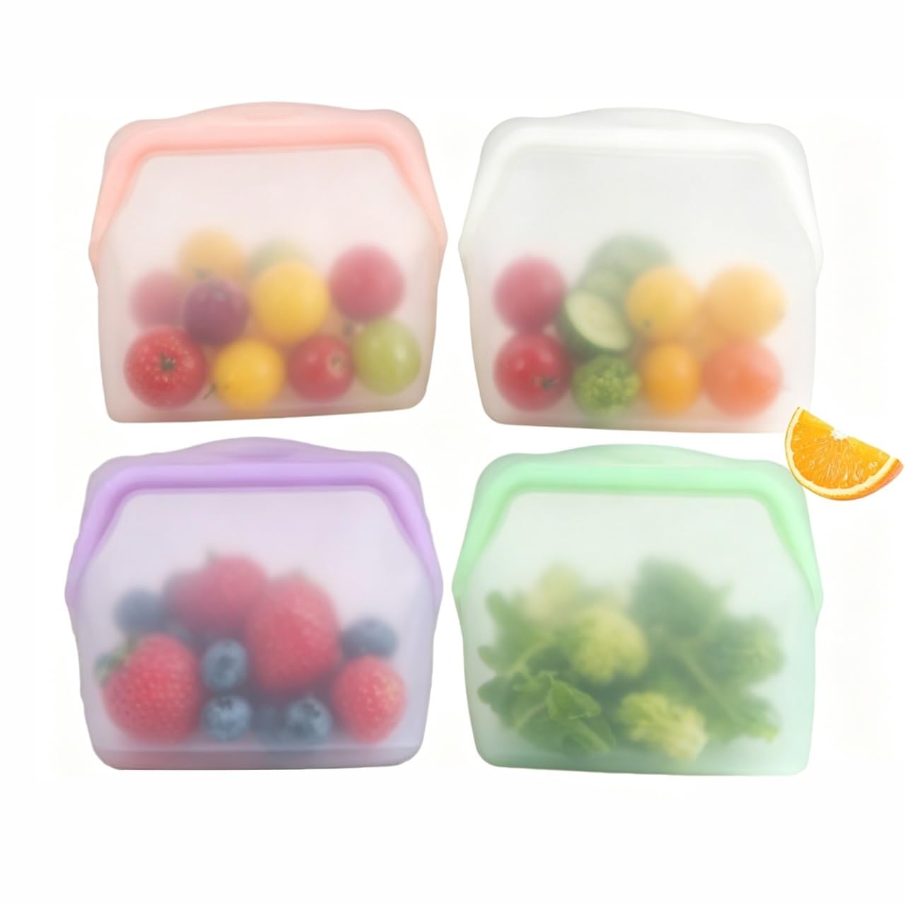 Silicone Storage, Silicone Food Storage Bags, Reusable Silicone Storage Bags, Leak-Proof Upright Freezer Bags, Odor-Proof, For Meal Prep, Snacks,1000ml(4PCS)