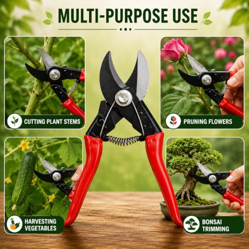 Image of Indian Gardens - Double Cutter Pruning Tool | Heavy Duty Garden Cutter for Branches, Stems, Flowers & Plants | Sharp Blade Gardening Tool with Comfortable Grip