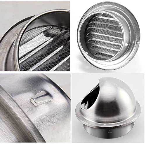Air Vent Round Cowl,Metanic 201 Stainless Steel Wall Round Vent Hole Ventilating Cowl, Air Ventilation And Exhaust Wall Vent Outlet Hood, Hvac Ducting Vent Cowl (4.7 Icnh (12Cm)) #TOP4