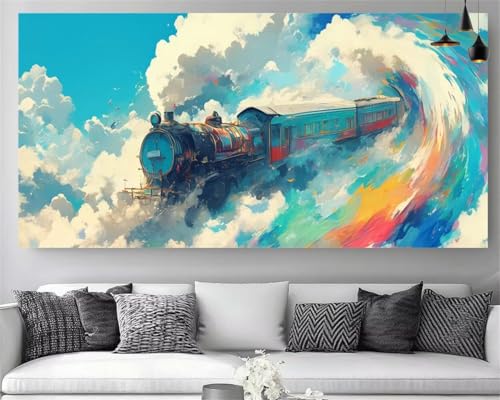 Diamond painting adulte train 50x100cm, DIY broderie diamant strass 5D Z-P448