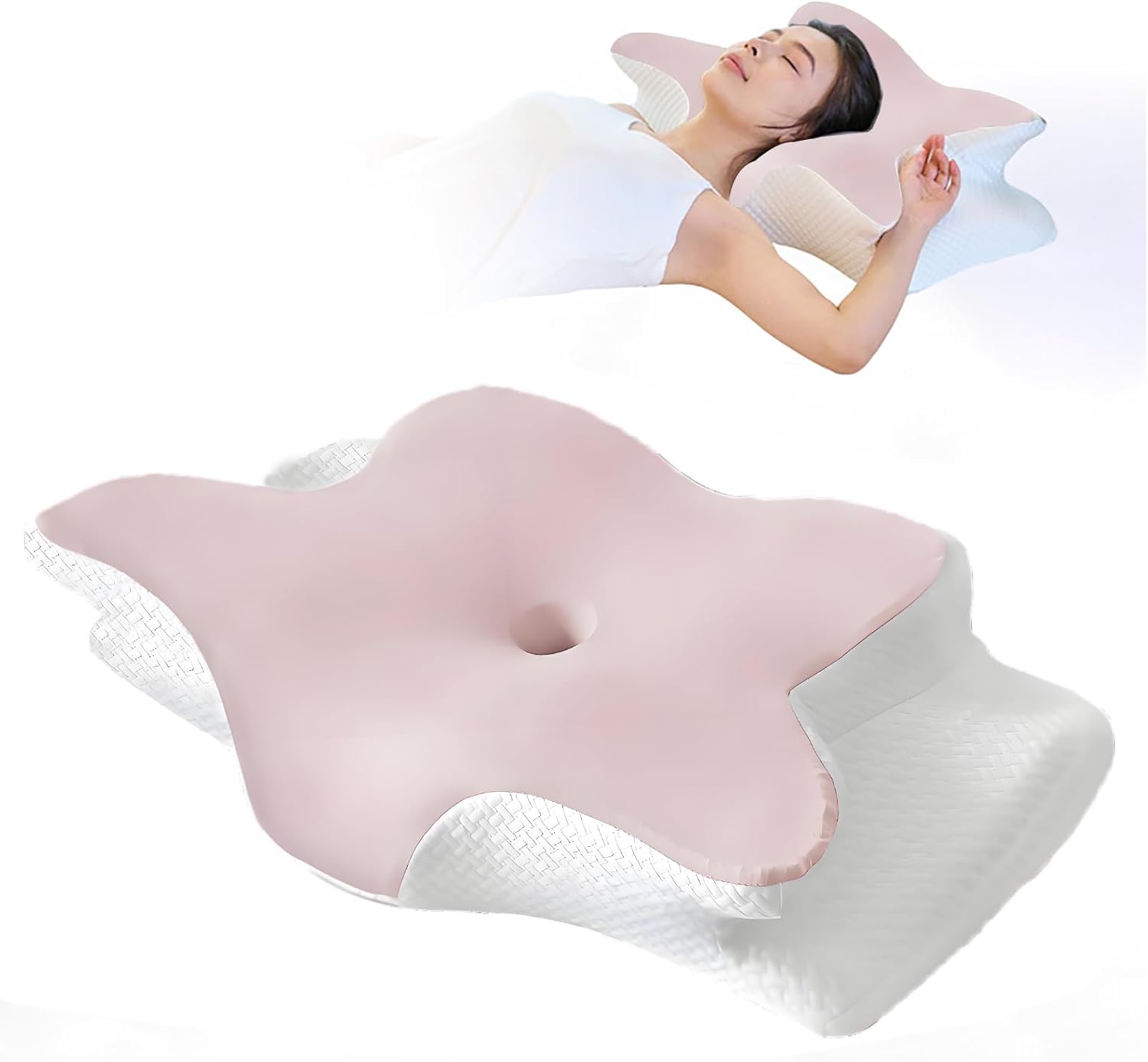Cervical Neck Pillow for Sleeping, Memory Foam Pillows, Ergonomic Pillows for Neck Pain Relief,Contour Orthopedic Neck Support Pillow for Side Back Stomach Sleepers (Pink)