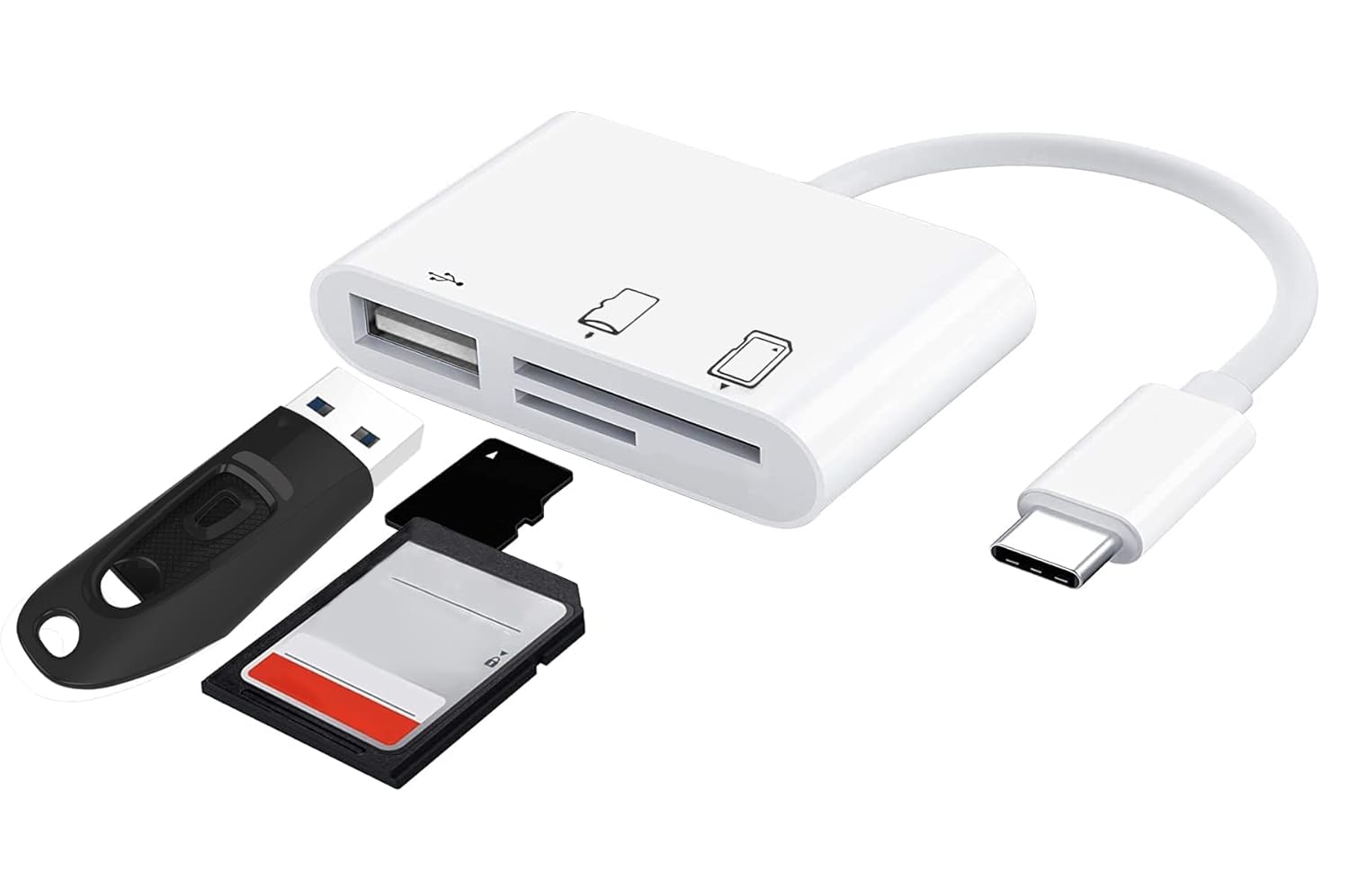 Acuvar USB C Ultra High Speed Memory Card Reader & Writer for SD, HC, SDXC, MicroSD, SDHC, MicroSDXC for Computers, Smartphones and All USB C Enabled Devices Plug and Play OSX OTG USB Windows Chrome