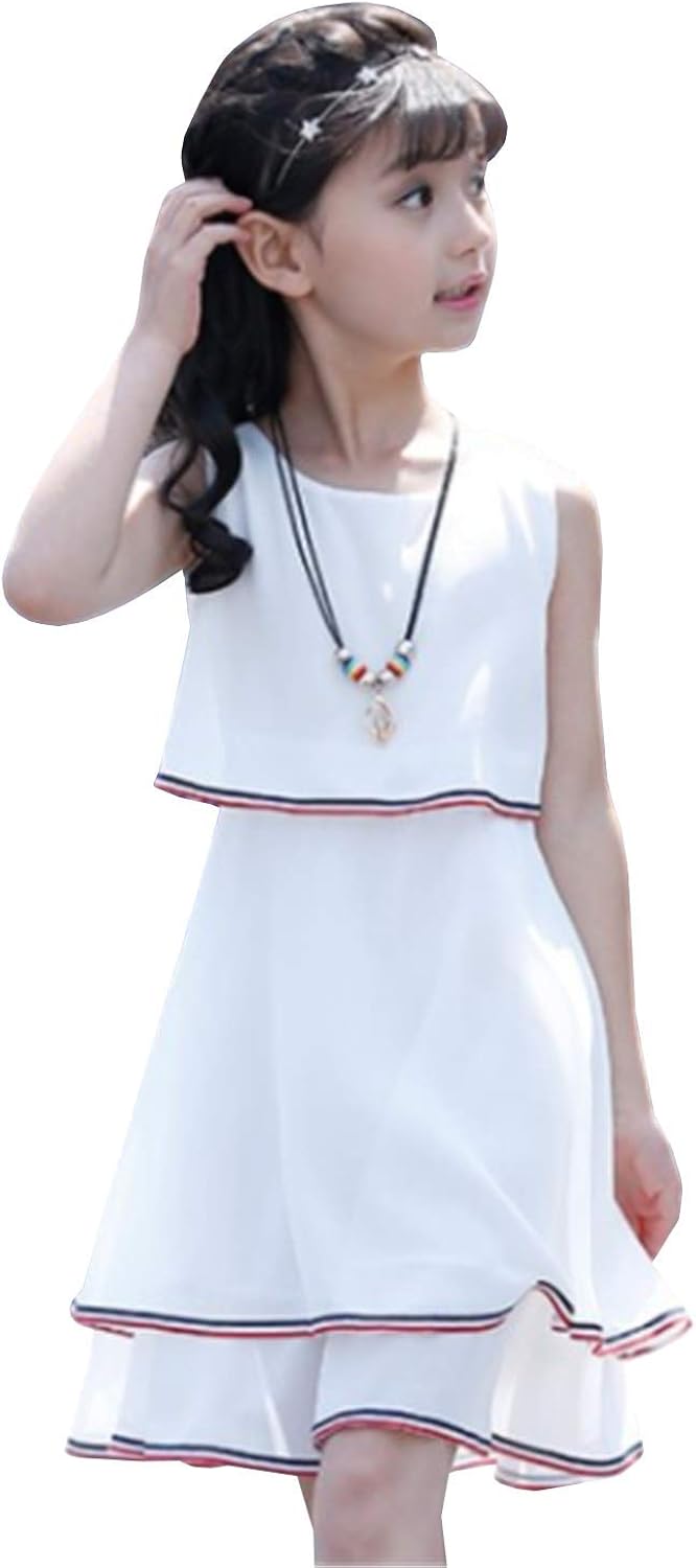 ユリカー ガールズ ワンピース ノースリーブ 夏 女の子 ドレス シフォン Aライン 可愛い プリンセススカート 子供服 110cm 160cm 魅了