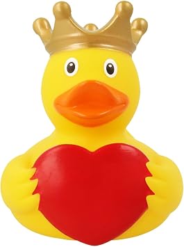 3 Inch Greeting Heart Crown Rubber Duck Bath Toy, Collectable, Fun for All Ages, Auto Dash Decoration, Crusing Vacation Gift, Party Favors, Office, School, Home