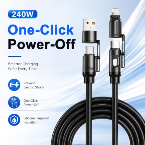 Image of Verilux 4-in-1 PD 240W Type C Cable Fast Charging with 480Mbps, 4.9FT /1.5M