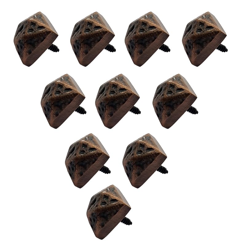 Adonai HardwareHallelujah Antique Cast Iron Square Door Studs Nails Clavos (25mm x 10 Pack, Antique Copper) for Entry House, Vintage Barn Doors, Gates, Wooden Box, Furniture, Chest and Trunks