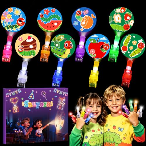 Sauyoza 36 Pack Cartoon Caterpillar Party Favors LED Finger Lights for Kids
