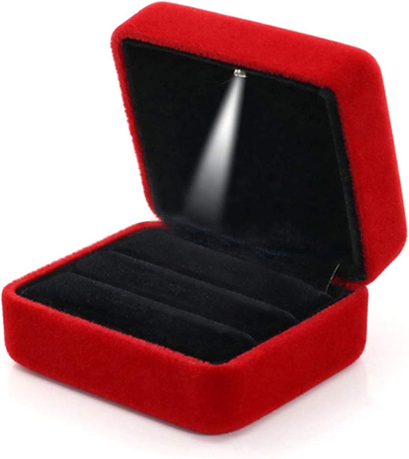 Miniatura 7 de GBYAN Ring Box for Wedding Ceremony Velvet Couple Ring Holder Double Slot Jewelry Storage Box for Engagement