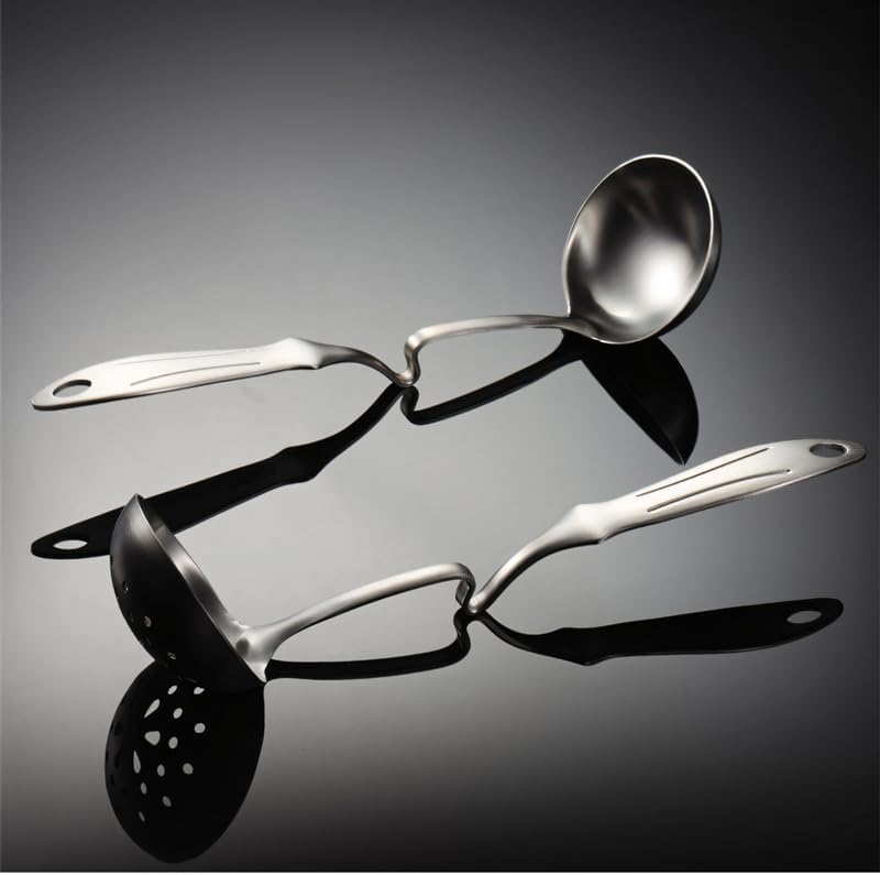 ladle 304 Stainless Steel Spoon Colander Hot Pot Ladles Long Curved Public Food Scoop Strainer Kitchen Things All for Cooking Soup Ladles