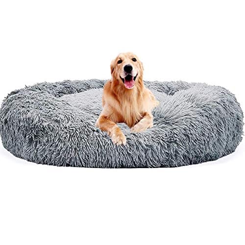 DUCHEN Weiches Hundebett kuscheliges Haustierbett Korb Donut Hundehöhle Kuschelkissen Warme Bequeme Hundesofa für Mittelgroße und Große Hunde XXL-100cm