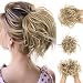 Messy Bun Hair Tousled Updo Hair Piece Scrunchies Synthetic Wavy Bun Extensions Rubber Band Elastic Scrunchie Chignon Instant Ponytail for Women(27/613#)