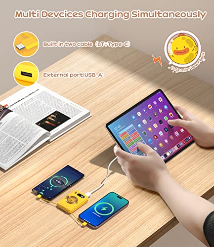 Ttvcer Portable Charger 10000Mah, Small Cute Power Bank 22.5W Usb C Fast Charging Compact Battery Pack With Built In 2 Cables And Precise Led Digital Display,Compatible With Iphone,Tablet,Samsung #TOP2