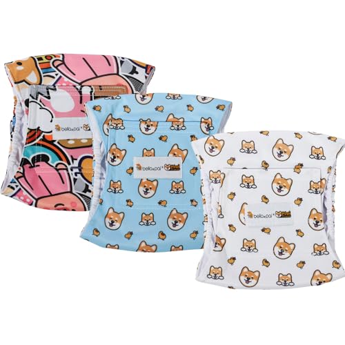 BELLA & PAL Couches pour Chiens Males Lavable, Bandeau Ventrales Réutilisables pour Chiens mâles, Très Absorbantes Couches pour Chiens, marquage du Chien, miction excitable, Incontinence, M