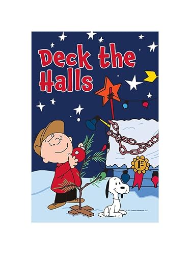 Flagology.com, PEANUTS®, PEANUTS® Deck the Halls Charlie Brown and Snoopy – Garden Flag 12.5