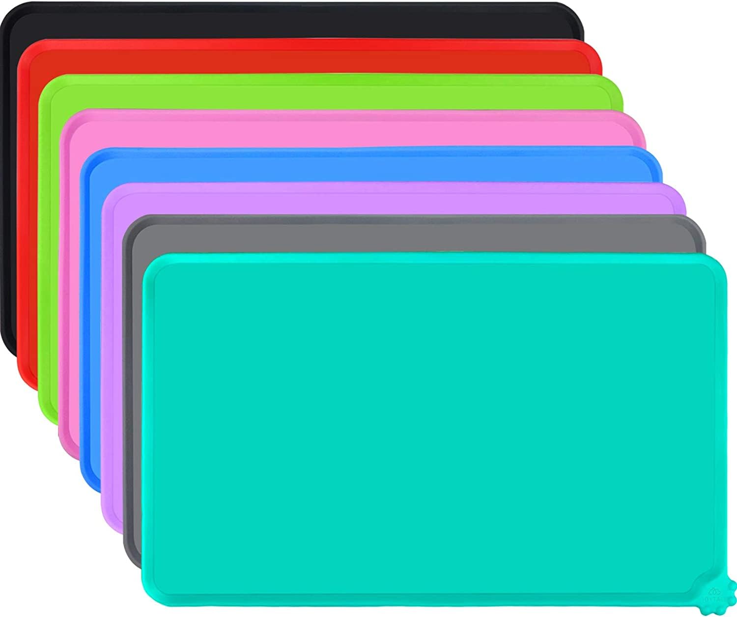 Silicone Pet Food Mat Pets Placemat Slip Pink Cushion and Stick for Grade Feeding Nonslip Dog Non Water Bowl Food Non- Cat Silicone Puppy Non-Stick Mat Pad Pet (47x30 cm (Pack of 1), Teal)