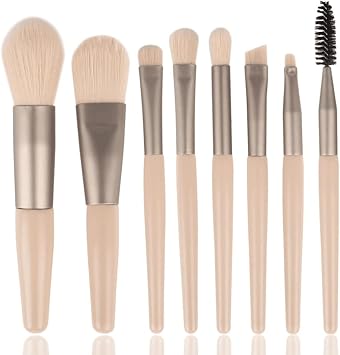 IOCCIOBB 8pcs Portable Soft Hair Makeup Brush Tools Set Eyeshadow Foundation Powder Eyelash Lip Concealer Blush Brush Color White