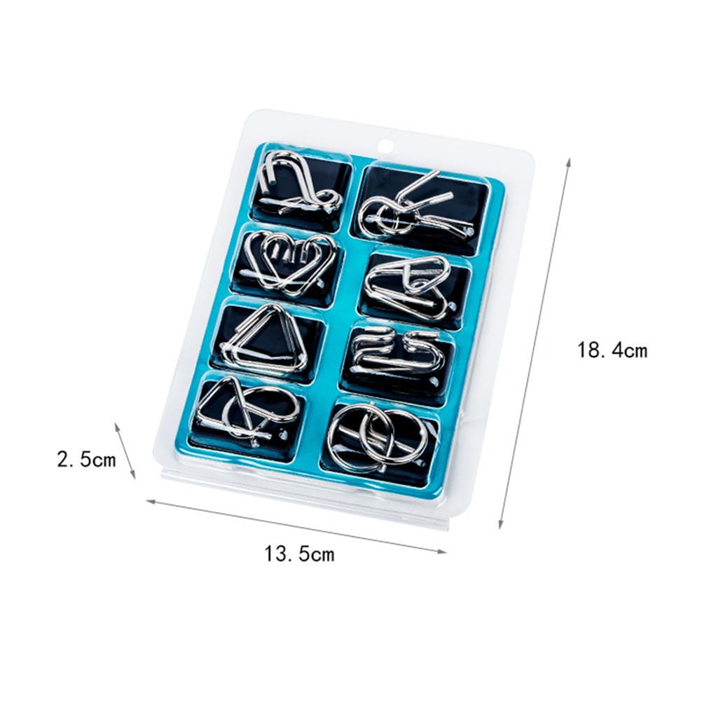 SOLUSTRE Juego de Rompecabezas de 16 Piezas para Niños Y Adultos, con Anillo de Alambre de Metal, Colores Surtidos.