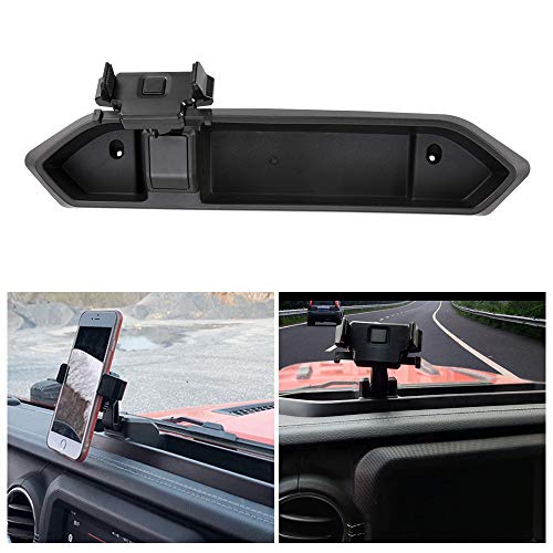 BUNKER INDUST Car Mount Phone Holder with Storage Box for Cell Phones and Mini Tablets,Fits for Jeep Wrangler JL 2018 2019