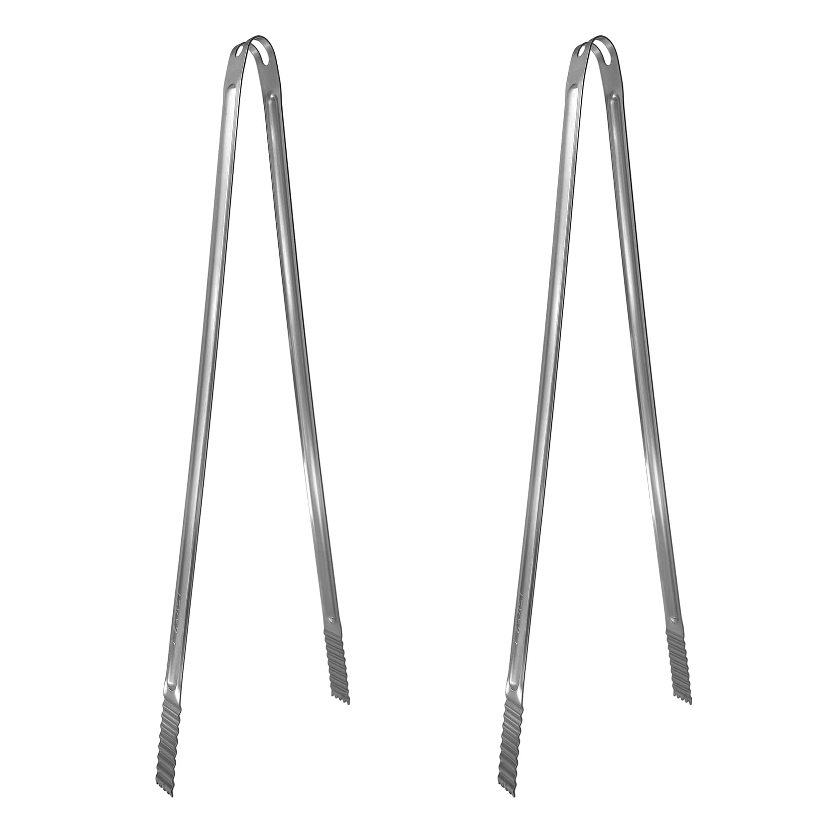 Pinze in acciaio inox da 50 cm con manico extra lungo (2 pezzi), color argento, pinze per alimenti di grandi dimensioni, per barbecue, grigliare, cucinare, friggere, spostare carbone