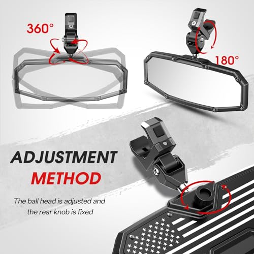 Esploratori UTV Rear View Mirror,2026 New Flag UTV Mirrors-High Density 360° Adjustable Angle for 1.5 to 2.0 in Round Roll Cage,Compatible with Polaris RZR,Pioneer SXS,Kawasaki Mule KRX,Can Am X3 by Esploratori - Image 3