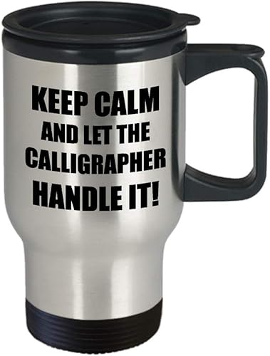 Miniatura 2 de Gifts for Calligrapher - Keep Calm Handle It Travel Mug Insulated Coffee Tumbler - Calligraphy Hobby Lettering Design Artist Calligraphic Lover