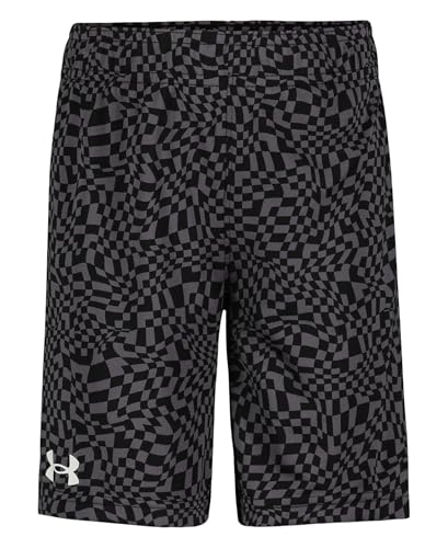Under Armour Boys' Performance Tech Shorts, Elastic Waistband, Lightweight & Fast-Drying, Midnight Navy Striker, 4