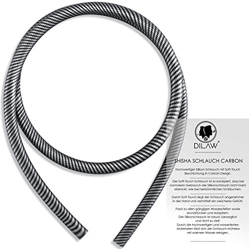 DILAW® Shisha Carbon Silikonschlauch Set mit Alu Mundstück inkl. 10 x Hygienemundstücke + Schlauchhalter… – Bild 5