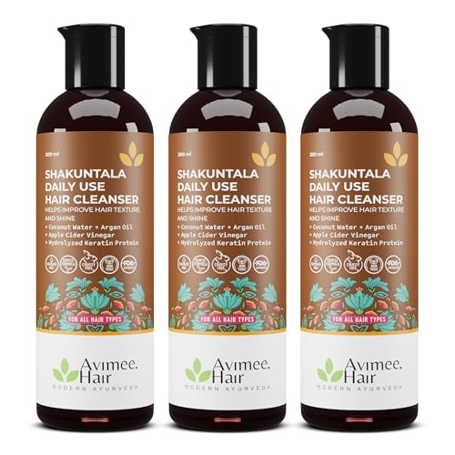 Image of Avimee Herbal Shakuntala Hair Cleanser Shampoo For Daily Use (Pack of 3)| With Aloe, Apple Cider, Rice & Keratin Protein | For Silky Hair | Paraben Free Shakuntala Shampoo For Men & Women| 200 ml each