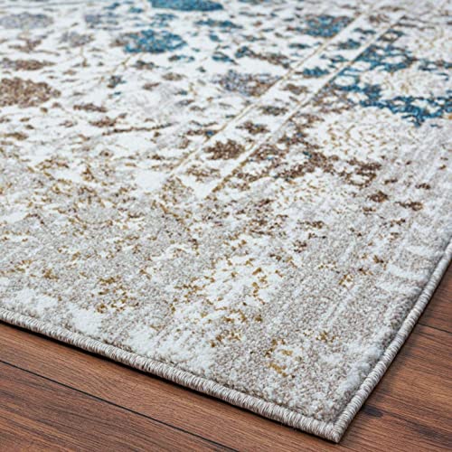 Persian-Rugs Luxe Weavers Rug 6495 – Distressed Floral Area Rug #TOP2