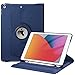 FINTIE Coque Compatible avec iPad 9ème Génération 2021 / 8ème 2020 / 7ème 2019 10.2" - [Rangement de Stylet] Housse Rotative 360° Protection Etui Case Cover, Bleu Marine